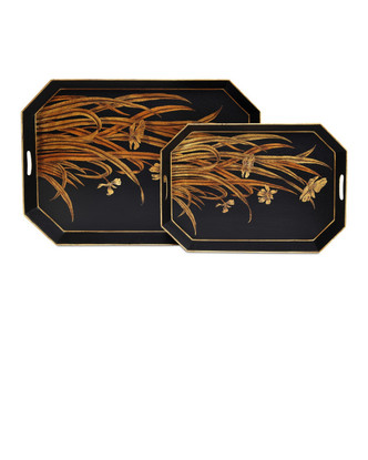 Currey and Company - 1200-1063 - Tray Set of 2 - Glasshouse - Black/Gold