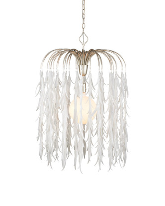 Currey and Company - 9000-1335 - One Light Pendant - Glen Arbor - White/Contemporary Silver Leaf/Contemporary Silver