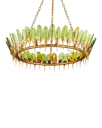 Currey and Company - 9000-1337 - 11 Light Chandelier - Selavy - Green/Contemporary Gold Leaf/Contemporary Gold