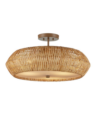 Currey and Company - 9000-1347 - Three Light Semi-Flush Mount - Antibes - Natural/Khaki/White
