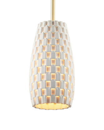 Currey and Company - 9000-1370 - One Light Pendant - Tessitura - White/Brass