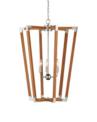 Currey and Company - 9000-1376 - Three Light Chandelier - Boyd - Natural/Polished Nickel