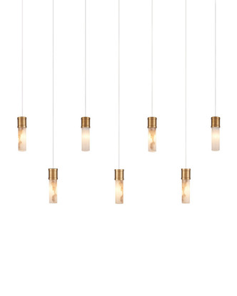 Currey and Company - 9000-1386 - Seven Light Pendant - Cannula - Vintage Brass/White/Silver