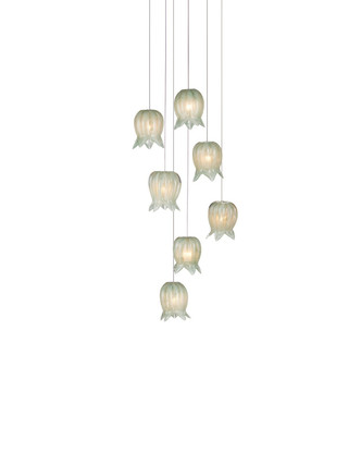 Currey and Company - 9000-1397 - Seven Light Pendant - Polpo - Green/Silver