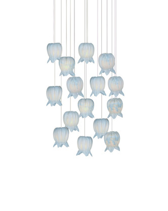Currey and Company - 9000-1414 - 15 Light Pendant - Polpo - Blue/Silver