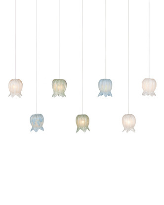 Currey and Company - 9000-1425 - Seven Light Pendant - Polpo - Blue/Green/White/Silver