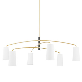 Mitzi - H612806-AGB/SBK - Six Light Chandelier - Evelyn - Aged Brass