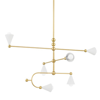 Mitzi - H681806-AGB/SWH - Six Light Chandelier - Hikari - Aged Brass