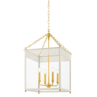 Mitzi - H932704L-AGB/SCR - Four Light Lantern - Rosalie - Aged Brass