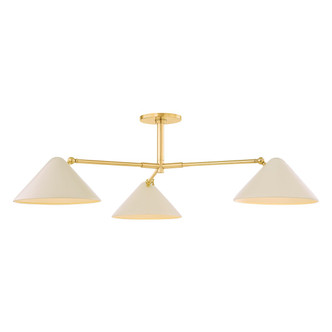 Mitzi - H993603-AGB/SBQ - Three Light Semi Flush Mount - Sonja - Aged Brass