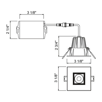 34891-40 LED REC,2.5IN,SQ BAFF,8W,40K,B (34891-40-01)