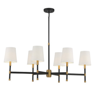 Savoy House - 1-1631-6-143 - Six Light Linear Chandelier - Brody - Matte Black w/Warm Brass Accents