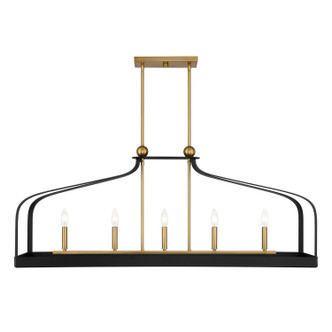 Savoy House - 1-7804-5-143 - Five Light Linear Chandelier - Sheffield - Matte Black with Warm Brass Accents