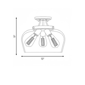 Octave Three Light Semi-Flush Mount (6-4035-3-BK)