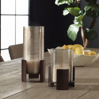 Fluted Fire Candleholders Set/2 (18312)