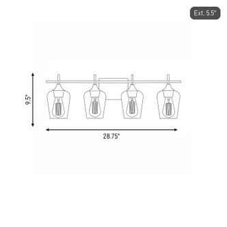 Octave Four Light Bath Bar (8-4030-4-BK)