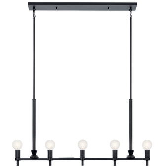 Torvee Five Light Linear Chandelier (52425BK)