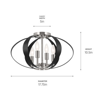 Cecil Four Light Flush Mount (52588PN)