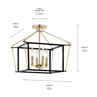 Eisley Four Light Semi Flush Mount (52633CPZ)