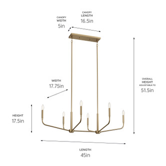 Madden Six Light Linear Chandelier (52721CPZ)