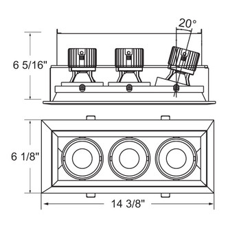 15W Multi LED Recessed Multiple (TE163LED-40-2-22)