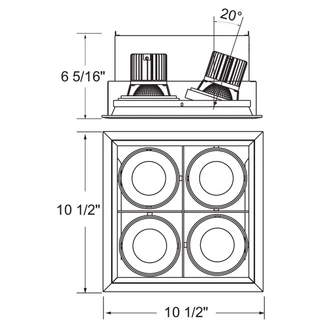 15W Multi LED Recessed Multiple (TE164BLED-40-4-01)