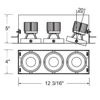 15W Multi LED Recessed Multiple (TE613LED-30-4-02)