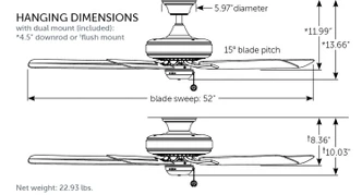 Edgewood 52 52" Ceiling Fan (FP9052MWW)