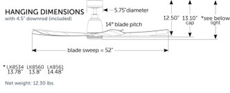 Kute5 52 52" Ceiling Fan (FPD5534BL)