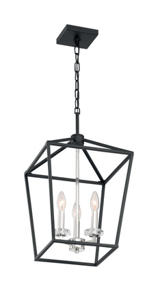 Nuvo Lighting - 60-7145 - Three Light Pendant - Storyteller - Matte Black / Polished Nickel Accents