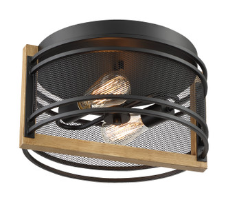 Nuvo Lighting - 60-7263 - Two Light Flush Mount - Atelier - Black / Honey Wood