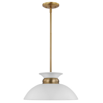 Nuvo Lighting - 60-7463 - One Light Pendant - Perkins - Matte White / Burnished Brass