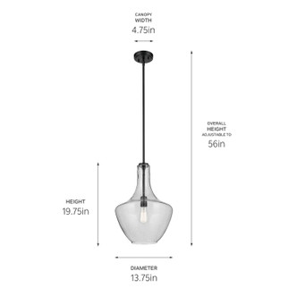 Everly One Light Pendant (42046BKCS)