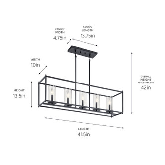Crosby Five Light Linear Chandelier (43995BK)