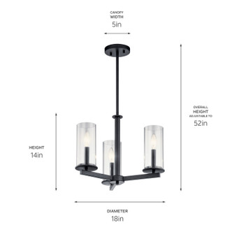 Crosby Three Light Chandelier/Semi Flush (43997BK)