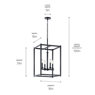 Crosby Four Light Foyer Pendant (43998BK)