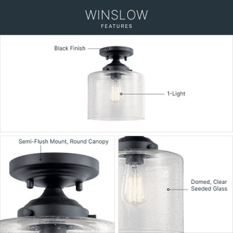 Winslow One Light Semi Flush Mount (44033BK)