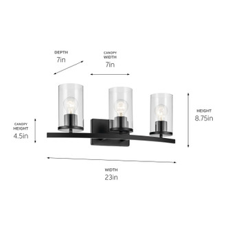 Crosby Three Light Bath (45497BKCLR)