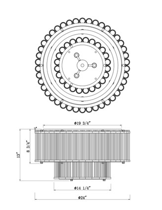 Glasbury Nine Light Flush Mount (49169-010)