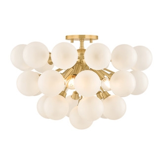 Mitzi - H1087603-AGB - Three Light Semi Flush Mount - Antoneta - Aged Brass