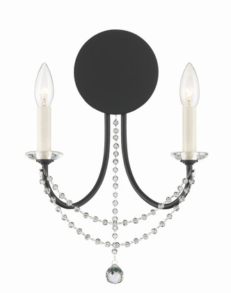Crystorama - DEL-90802-MK - Two Light Wall Sconce - Delilah - Matte Black
