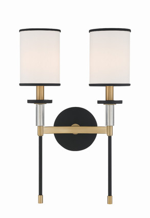 Crystorama - HAT-472-BF-VG - Two Light Wall Sconce - Hatfield - Black Forged + Vibrant Gold
