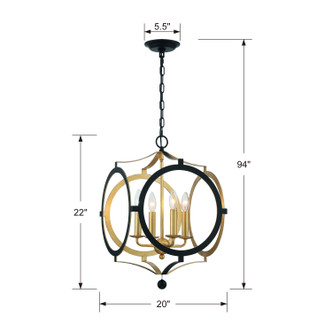 Odelle Four Light Chandelier (ODE-704-BK-GA)