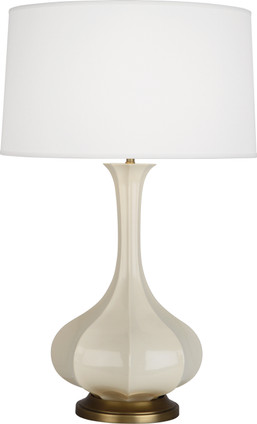 Robert Abbey - BN994 - One Light Table Lamp - Pike - Bone Glazed Ceramic w/Aged Brass