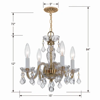 Traditional Crystal Four Light Mini Chandelier (1064-PB-CL-S)