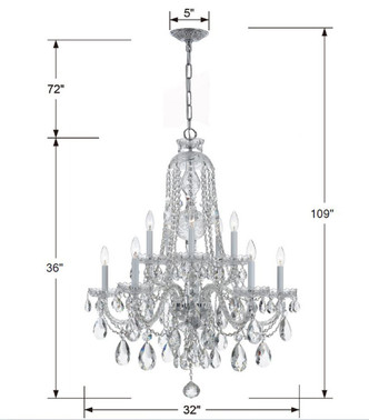 Traditional Crystal Ten Light Chandelier (1110-CH-CL-SAQ)