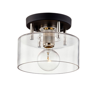 Troy Lighting - C7550-TBK/PN - One Light Semi-Flush Mount - Bergamot Station - Textured Black & Polish Nickel