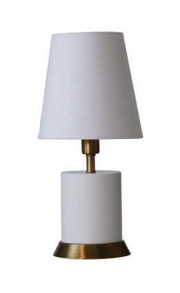 House of Troy - GEO306 - One Light Table Lamp - Geo - White w/Weathered Brass