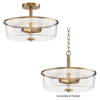 Fuller Three Light Semi Flush/Pendant Convertible (5695CLNAB)