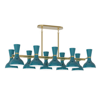 Robert Abbey - PC20PC - Ten Light Chandelier - Clare - Modern Brass w/Peacock Painted